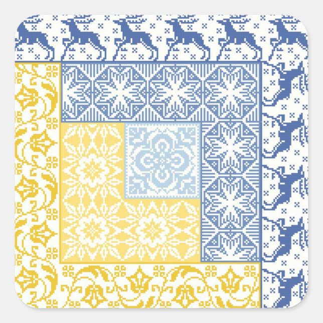 Log Cabin Winter Square Sticker (Front)