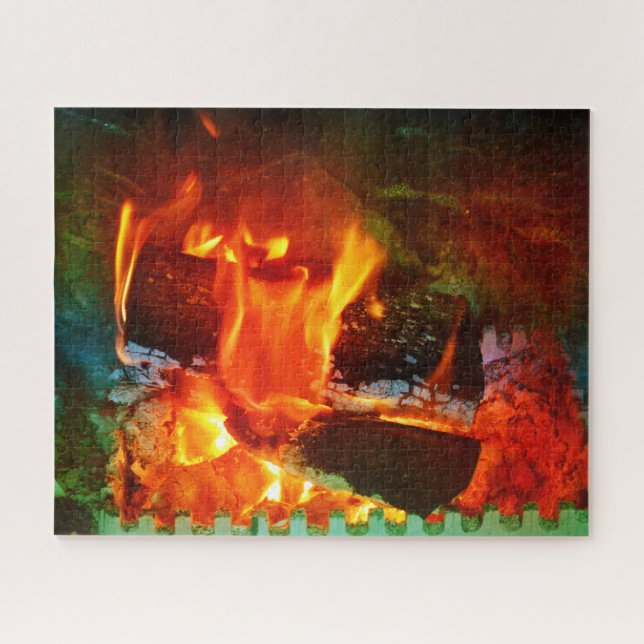 Log fire jigsaw puzzle (Horizontal)