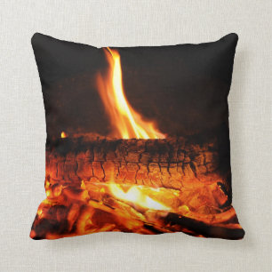 Log Fire Pillow