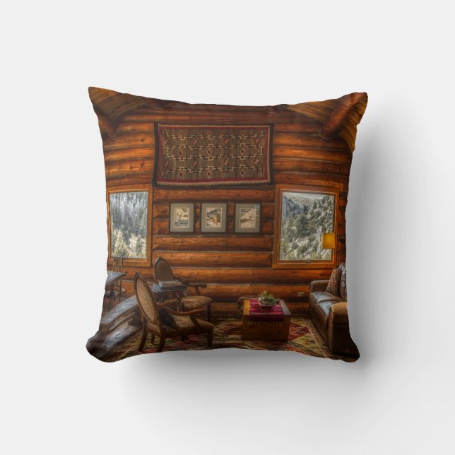 LOG HOUSE LIVING ROOM PILLOW (Front)