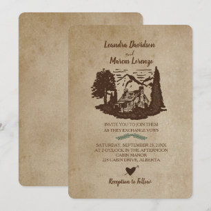 Log Monts Cabine Faire-part de mariage rustique
