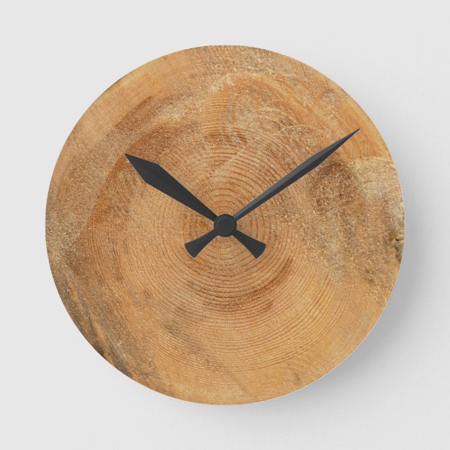LOG | natural wood tree rings Round Clock (Front)