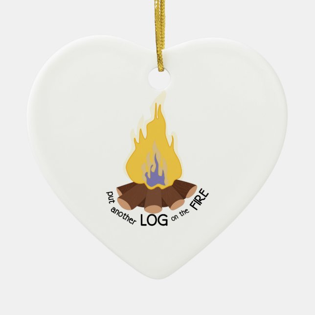 Log On The Fire Ceramic Ornament (Front)