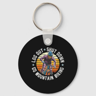 Log Out Shut Down Mountain Biking Hobby Pastime Sa Keychain