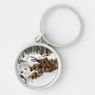 Log Pile in the Woods Key Ring
