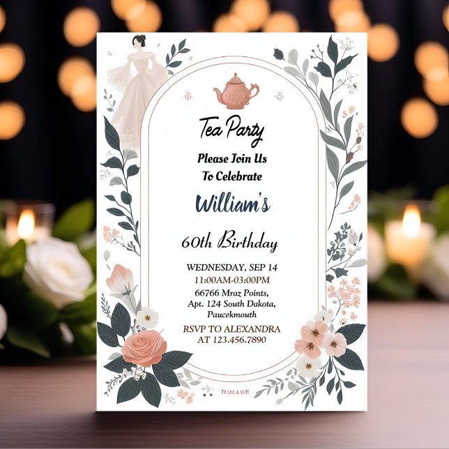 Log Royal Chic Adult Fairy Tea Party 50th Birthday Invitation (Creator Uploaded)
