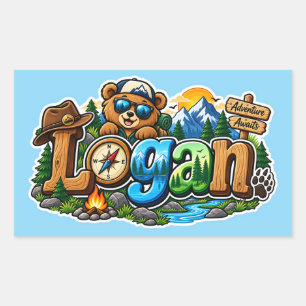 Logan Adventure Awaits Personalized Name Sticker