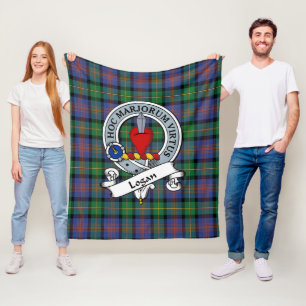 Logan Ancient Clan Badge Tartan Plaid Fleece Blanket