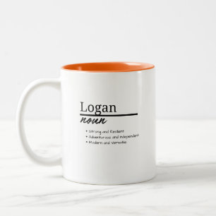 Logan, Boy Personalized Name Definition Two-Tone Coffee Mug