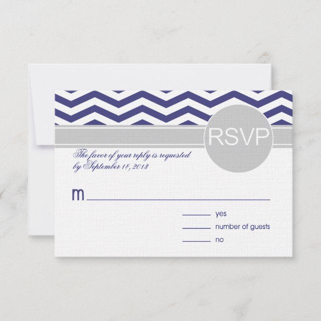Logan & Derek RSVP | navy grey LINEN PAPER (Front)