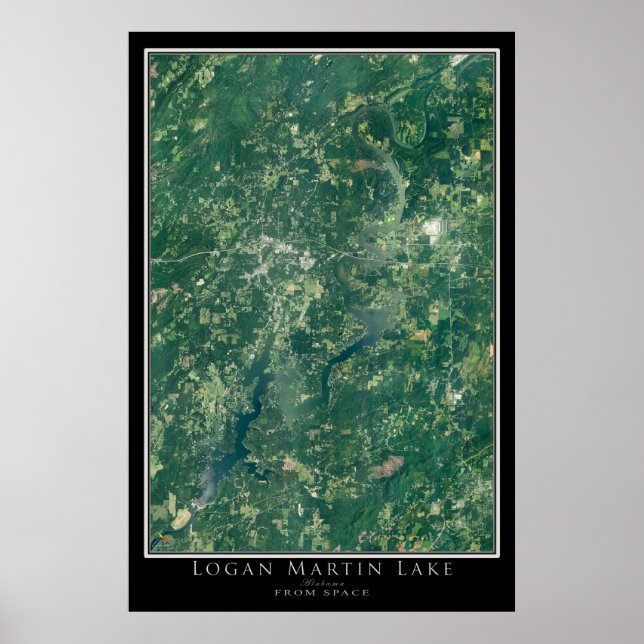 Logan Martin Lake Alabama Satellite Poster Map (Front)