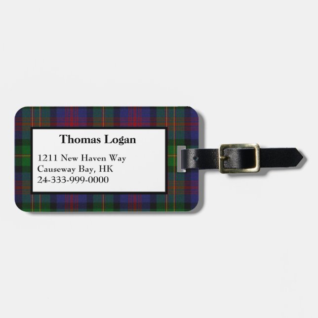 Logan Tartan Plaid Luggage Tag (Front Horizontal)