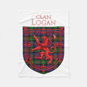 Logan Tartan Scottish Plaid Lion Rampant Fleece Blanket