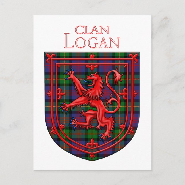 Logan Tartan Scottish Plaid Lion Rampant Postcard (Front)