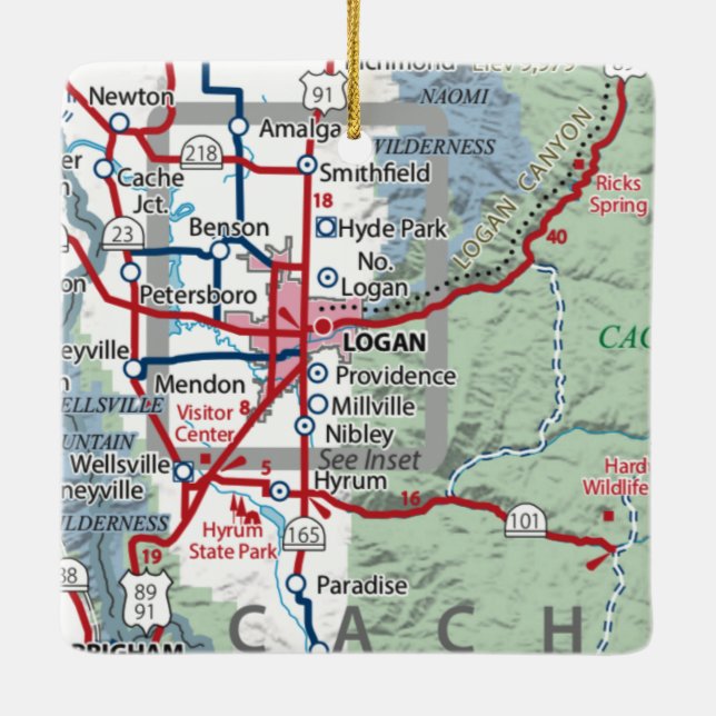 Logan Utah Ceramic Ornament (Back)
