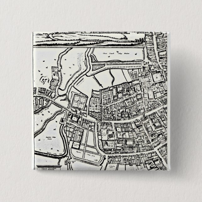 Loggan's map of Oxford, Eastern Sheet 2 Inch Square Button (Front)