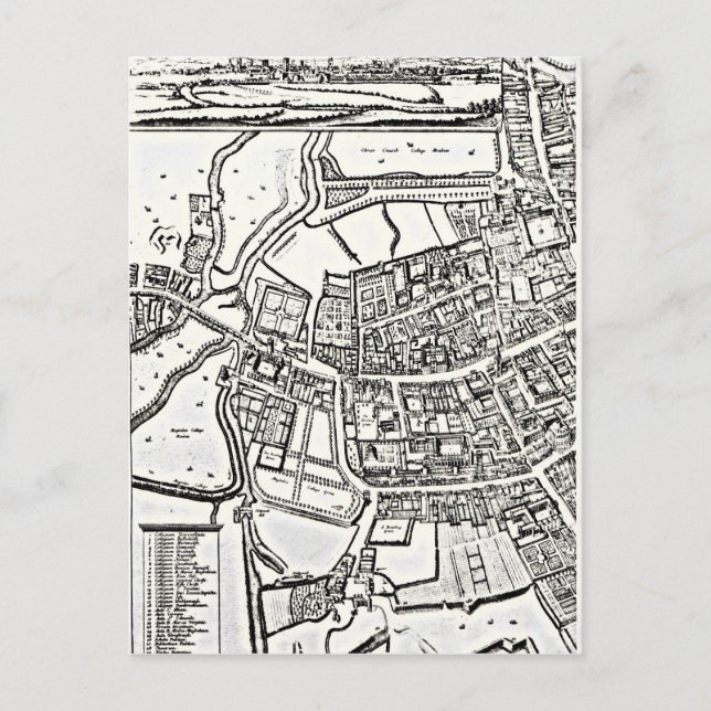 Loggan's map of Oxford, Eastern Sheet Postcard (Front)