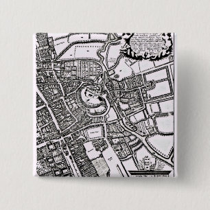 Loggan's map of Oxford, Western Sheet 2 Inch Square Button