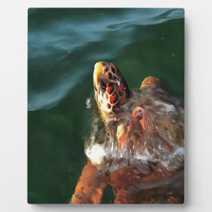 Loggerhead Sea Turtle Artistic Portrait Plaque