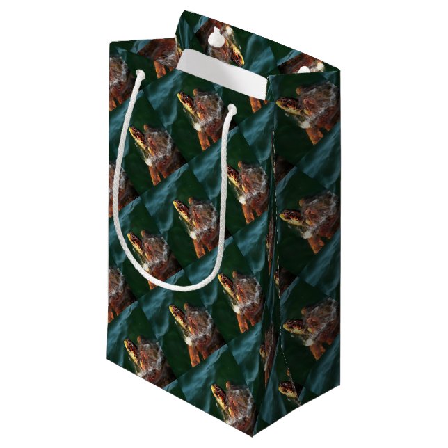 Loggerhead Sea Turtle Artistic Portrait Small Gift Bag (Front Angled)