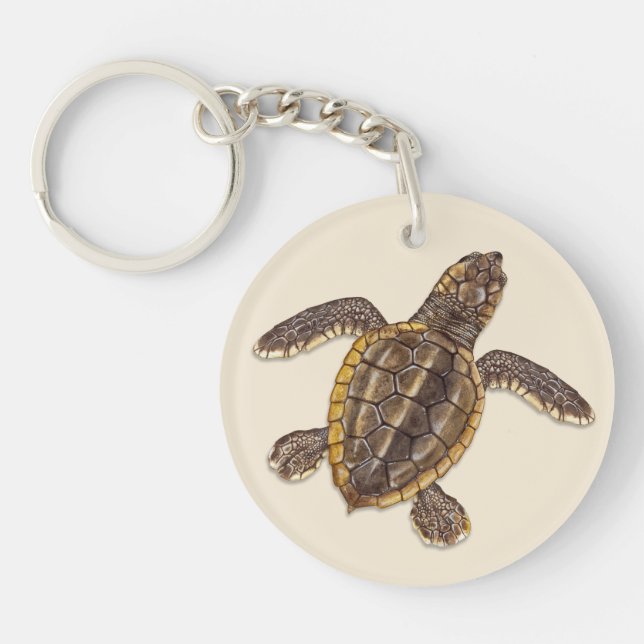 Loggerhead Sea Turtle Hatchling Keychain (Front)