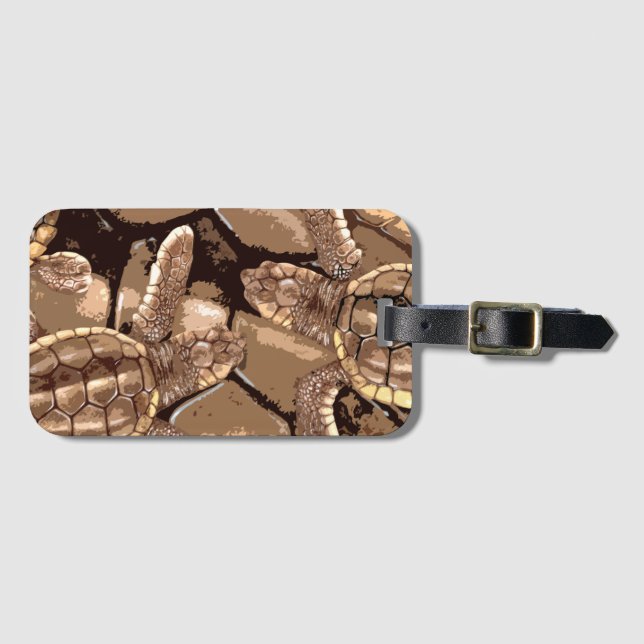 Loggerhead Sea Turtle Hatchlings Luggage Tag (Front Horizontal)