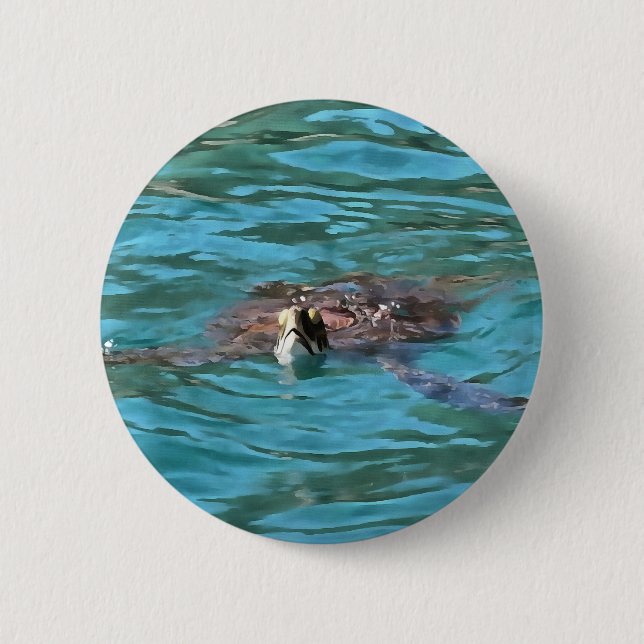 Loggerhead Sea Turtle Wildlife Art 2 Inch Round Button (Front)