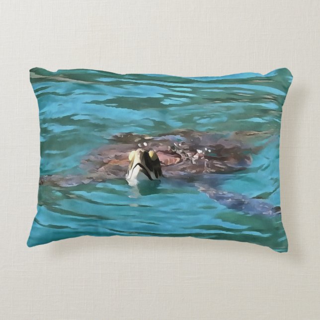 Loggerhead Sea Turtle Wildlife Art Accent Pillow (Back)