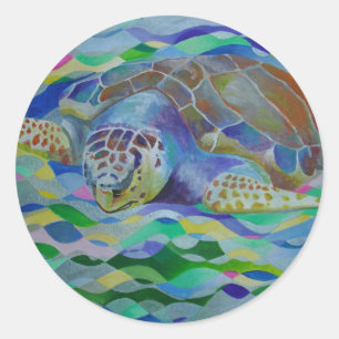 Loggerhead Turtle Colourful Art Classic Round Sticker