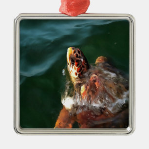 Loggerhead Turtle Metal Ornament