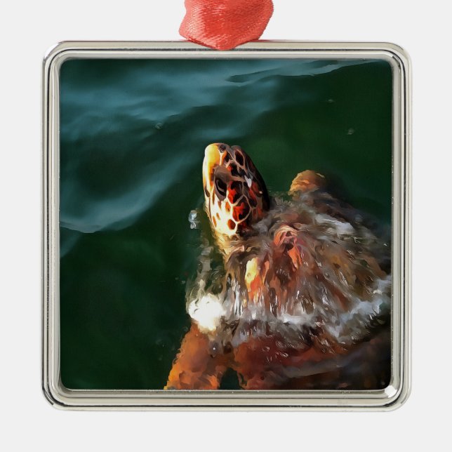 Loggerhead Turtle Metal Ornament (Front)