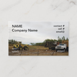 logging equipment on the deck business card