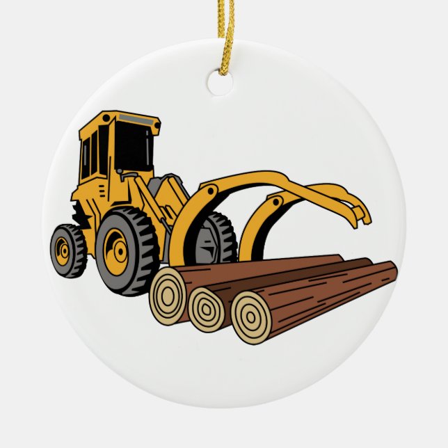Logging Loader Ceramic Ornament (Front)
