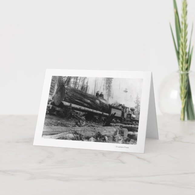 Logging Train carrying men and Card (Front)