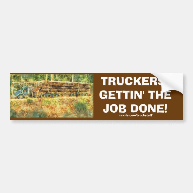 LOGGING TRUCK BIG RIG TRUCKERS Bumper Sticker (Front)