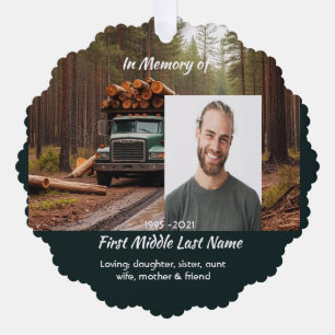 Logging Truck Driver Memorial Keepsake Ornament Card