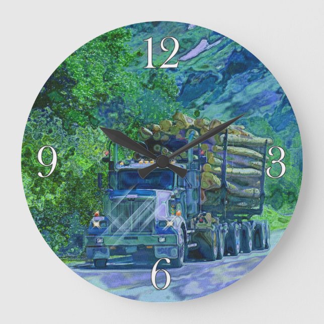 Logging Truck Lumber Haulage Wall Clock (Front)
