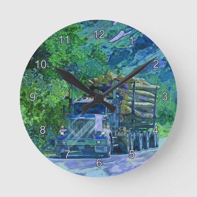 Logging Truck Lumber Haulage Wall Clock (Front)