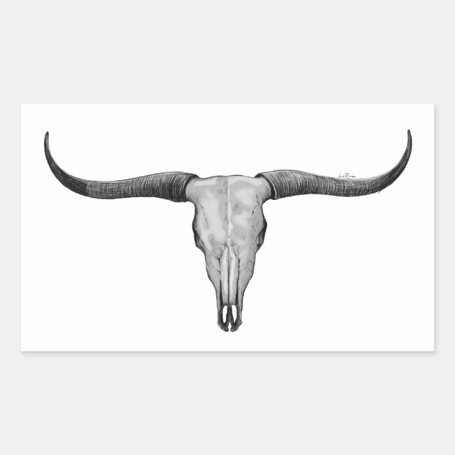 Loghorn Steer Bull Skull Sticker (Front)