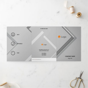 Logical Monochromatic Geometric Retro Angles Tri-Fold Card