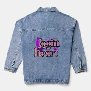 Login to My Heart: Romantic & Playful Design Denim Jacket