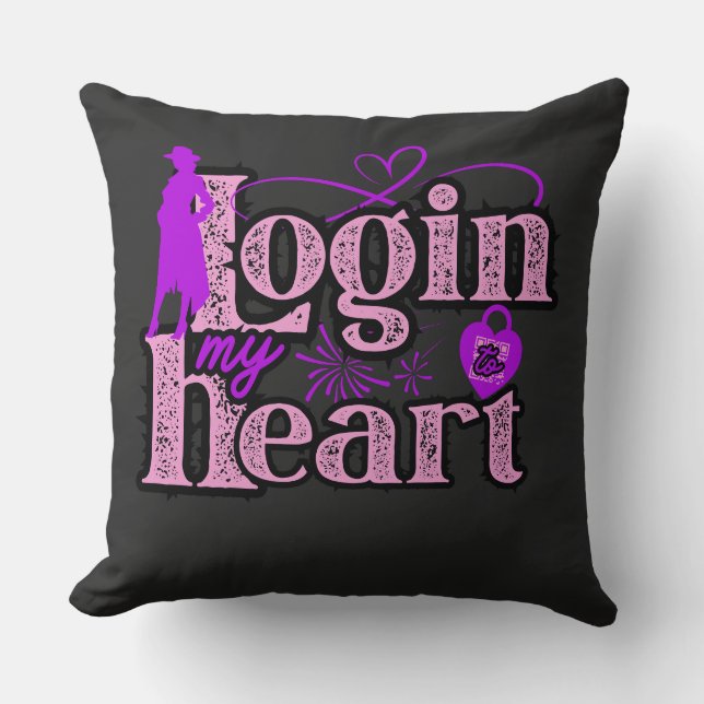 Login to my heart. Valentine's Day Throw Pillow (Front)