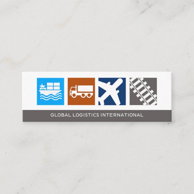 Logistics Freight Transportation Motif Mini Business Card (Front)