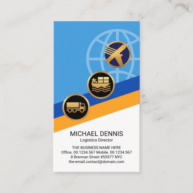 Logistics Global Pathway Layers Transport Service  Business Card (Front)
