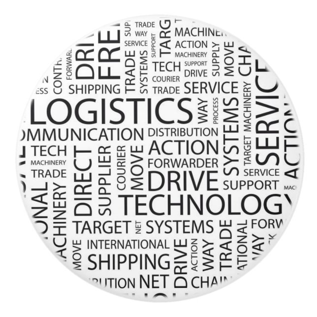 LOGISTICS pattern with words Ceramic Knob (Front)