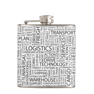 LOGISTICS pattern with words Hip Flask