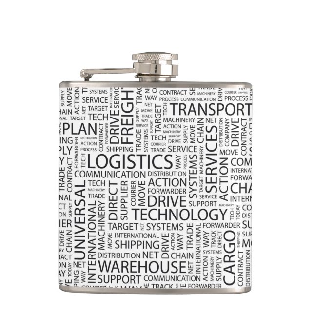 LOGISTICS pattern with words Hip Flask (Front)