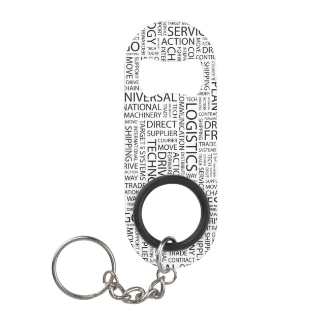 LOGISTICS pattern with words Keychain Bottle Opener (Front)