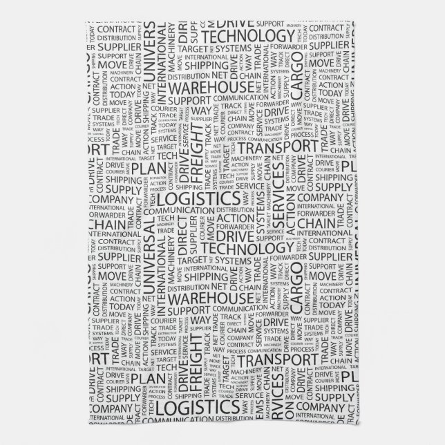 LOGISTICS pattern with words Kitchen Towel (Vertical)