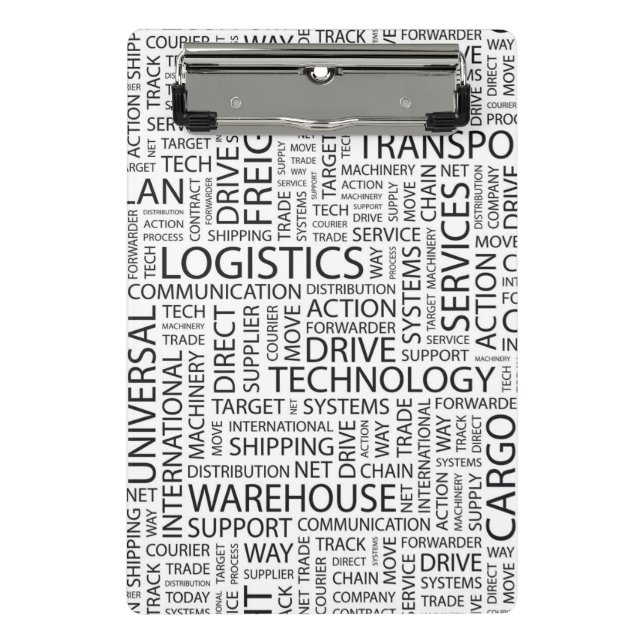 LOGISTICS pattern with words Mini Clipboard (Front)